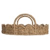 Household Essentials Round Handwoven Seagrass Tray with Scalloped Edge and Handles Natural: Decorative Brown Metal Platter - 4 of 4