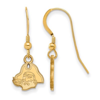 Black Bow Jewelry 14k Yellow Gold Plated Sterling Silver East Carolina Pirates NCAA Dangle Earrings