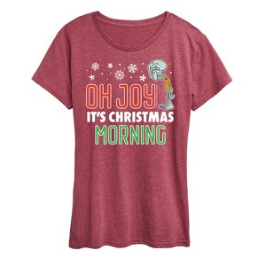 Women's - SpongeBob SquarePants - Oh Joy It's Christmas Morning Short Sleeve Graphic T-Shirt - 1 of 4
