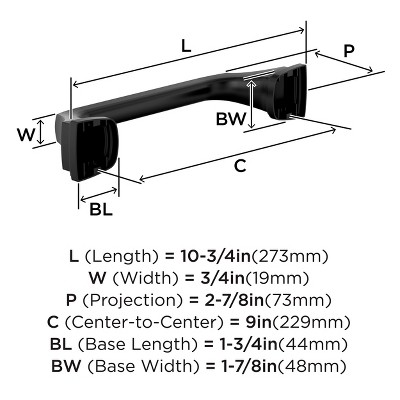 Matte Black 9 inch Wall Mounted Towel Bar