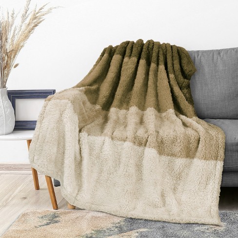 Pavilia Plush Throw Blanket For Couch Bed, Faux Shearling Blanket And Throw  For Sofa Home Decor, Gradient - Taupe/twin - 60x80 : Target