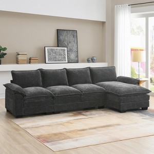 FONTOI Sofas, Reversible Sofa Couch with Side Storage Pockets, L-shaped Sofa with Double Seat Cushions, for Living Room Office, Gray, 118"*33"*55" - 1 of 4