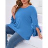 Plus-Size-Tops for Women Flowy Pleating V Neck Shirts Cute Ruffle 3/4 Length Sleeve Tunics Dressy Casual Blouses - 4 of 4