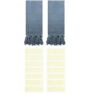 REGALWOVEN 4 Packs Striped and Solid Absorbent Soft Cotton Hand Towel for Bathroom - 1 of 4