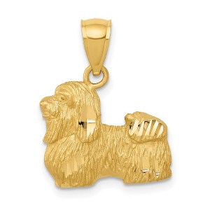 Black Bow Jewelry 14k Yellow Gold Satin and Diamond Cut Shih Tzu Pendant - 1 of 4