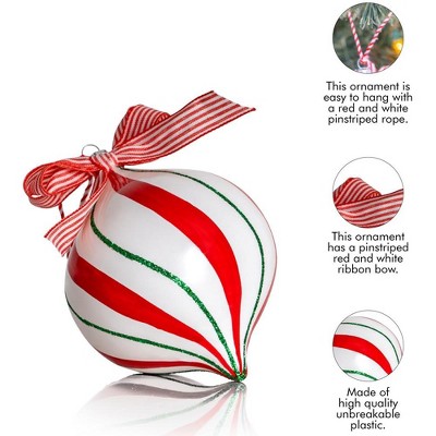 Peppermint Candy Shatterproof Christmas Ornament Set - 12 Pieces