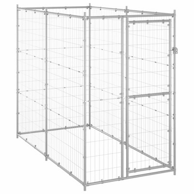VidaXL Outdoor Dog Kennel Galvanized Steel 43.3 in.x86.6 in.x70.9 in.