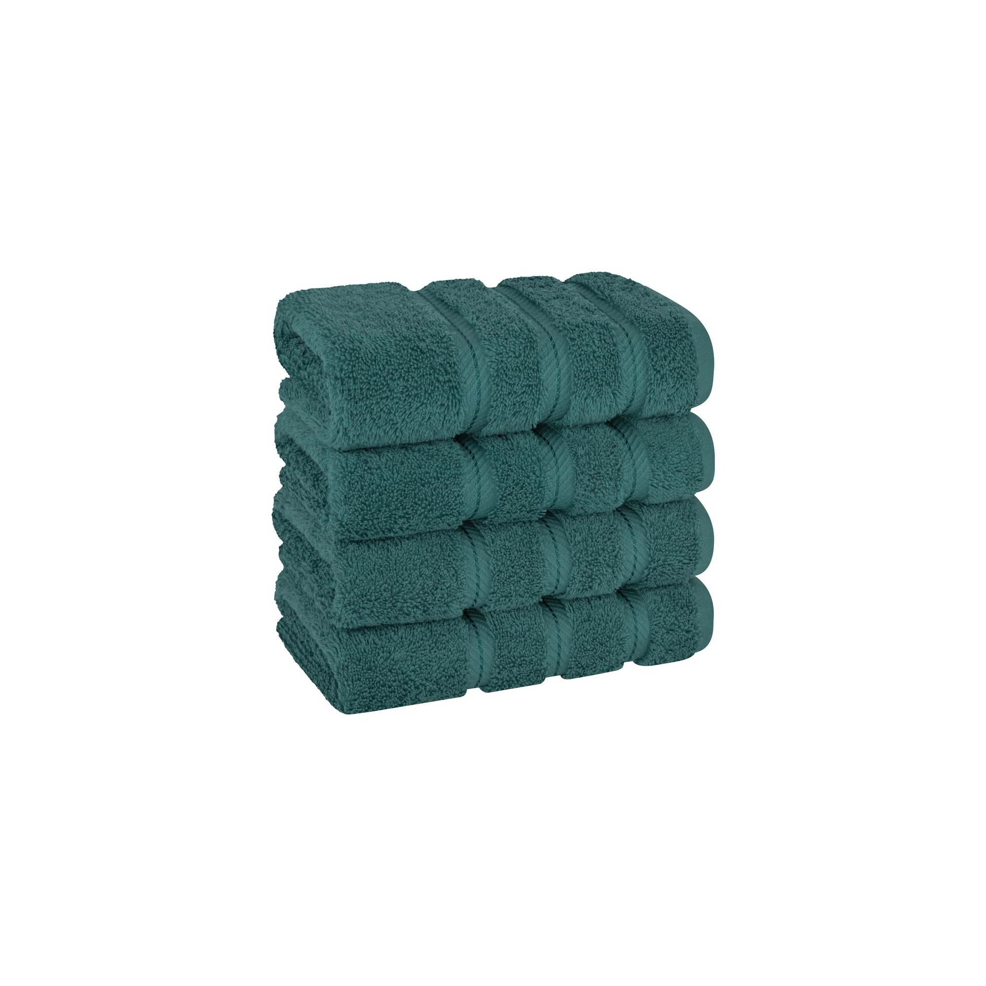 American Soft Linen 4 Pack Hand Towel Set, 100% Cotton, 16 inch by 28 inch, Hand Face Towels for Bathroom, Teal Green