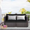 Costway 4PCS Patio Rattan Corner Sofa Sectional Furniture SetBlue\Beige\Navy Cushion - 2 of 4