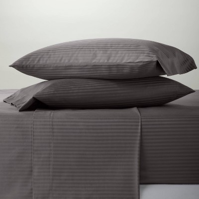 King Gray Cotton Damask Sheet Set