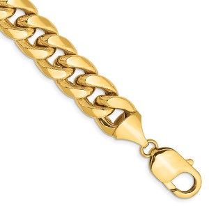 Black Bow Jewelry Men's 11mm 14k Yellow Gold Hollow Miami Cuban (Curb) Chain Bracelet - 1 of 4
