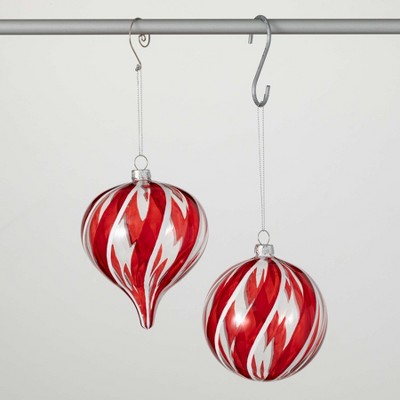 5"H & 4"H Sullivans Christmas Striped Ornaments Set of 2  Christmas Ornament Set