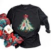 Christmas Tree Stitched - Women's Garment Dyed Long Sleeve Graphic T-Shirt - 2 of 4
