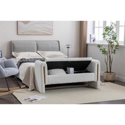 33.5"/53.1" Bedroom End Bench, Modern Velvet/Teddy Fabric Upholstered Shoe Bench 4A - ModernLuxe