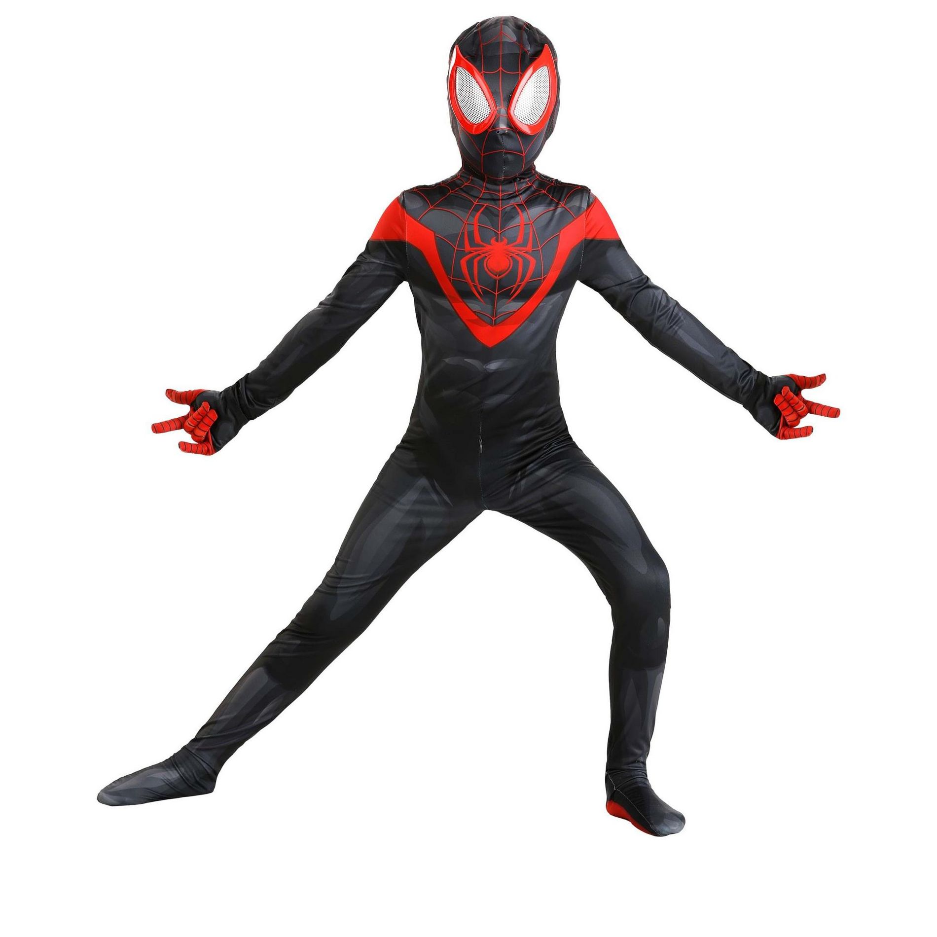 HalloweenCostumes.com Medium  Boy  Child Marvel Miles Morales Zentai Suit Costume | Spider-Man Costumes, Black/Red