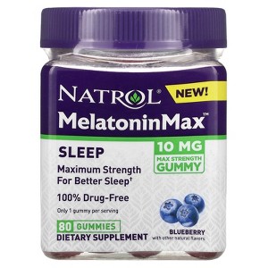 Natrol MelatoninMax, Sleep, Blueberry, 10 mg, 80 Gummies - 1 of 2