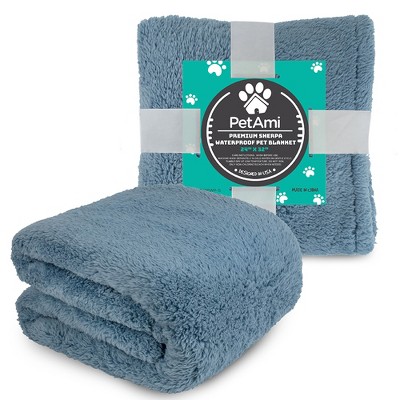 Small Dusty Blue Waterproof Sherpa Pet Blanket