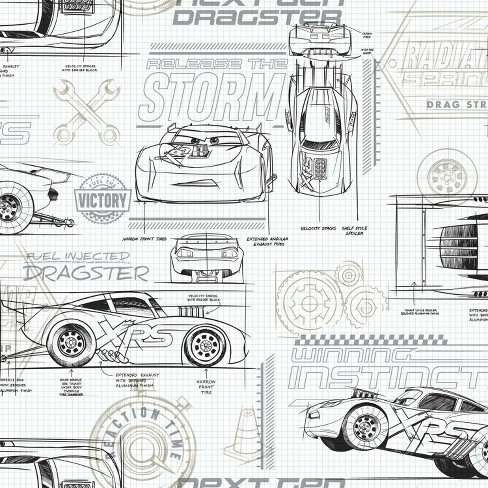 Disney Pixar Cars Schematic Peel And Stick Wallpaper - Roommates : Target