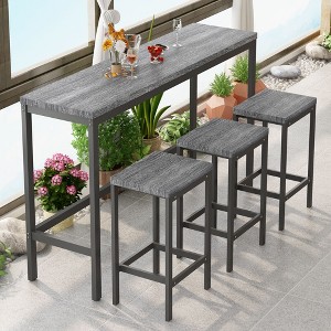 CAVINAS Dining Table Set for 3 Kitchen Table Pub Table Modern Design Long Dining Table Set with 3 Stools  Easy Assembly - 1 of 4
