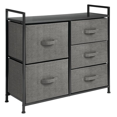 mDesign Dresser Storage Organizer, 5 Removable Drawers - Charcoal Gray/Black