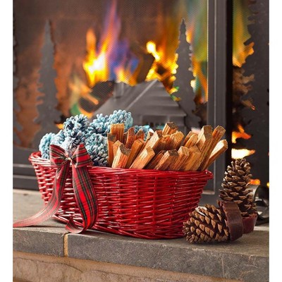 Plow & Hearth - Fireside Gift Basket with Fatwood Fire Starters & Color Cones