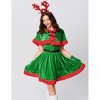 Costume for Women Santa Christmas Costume Velvet Dress Outfit with Belt Shawl Gloves Headband - 3 of 4