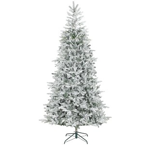 9 ft Artificial Frosted Christmas Tree with Realistic Branches, Wide Full Spruce, Hinged Xmas Tree, Easy Assembly - 1 of 4
