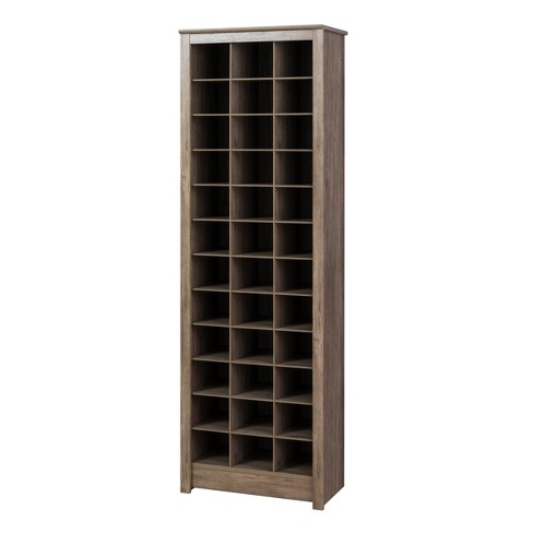 Prepac Space Saving 36-Cubby Shoe Cabinet, Espresso