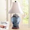 Barnes and Ivy Traditional Jar Table Lamp with USB Charging Port 27" Tall Blue White Porcelain Bell Shade Living Room Bedroom House - 2 of 4