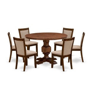 HomeStock 7-Piece Round Natural Oak Finish Solid Wood Top Dining Table with 6 Parson Chairs - 1 of 4