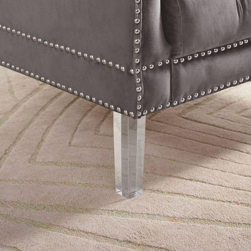 Pernice Button Tufted Chenille Loveseat Gray - HOMES: Inside + Out, 6 of 7