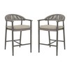 Arceso Bar Stools Set of 2, 24.8'' Aluminum Outdoor Bar Stool with Removable Cushion, Olefin Rope Woven Bar Chairs with Footrest. - 3 of 4