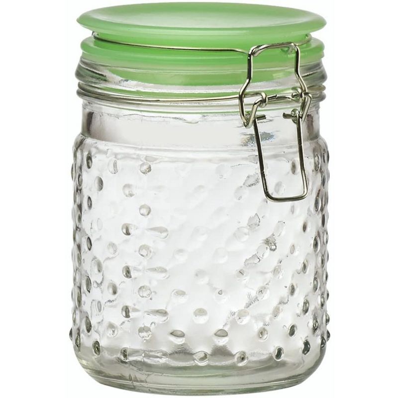 Amici Home Emma Jade Hobnail Glass Jar, Set of 2 Sizes, Hermetic Airtight Lid For Store Dry Goods, Flour, Pasta, or Snack,24 & 36 Ounce, 2 of 6