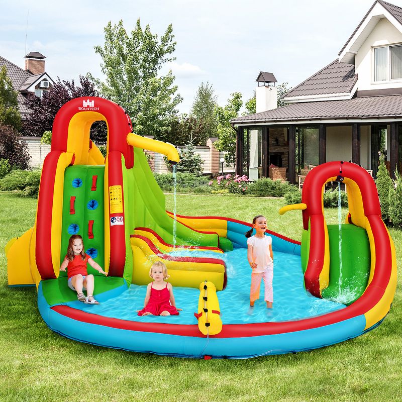 Costway Kids Inflatable Water Slide Park with Climbing Wall Water Cannon and Splash Pool, 1 of 11