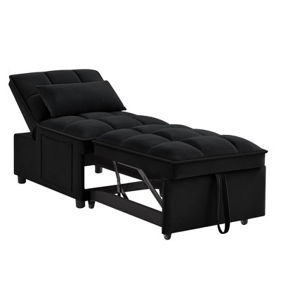 NicBex Modern Pull Out Sofa Bed Velvet Convertible Single Sofa with Adjustable Back and Pillows for Living Room