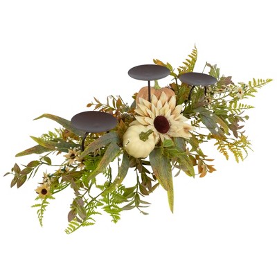 Candle Holder Sunflower and Pumpkins Metal - Thumbnail 3