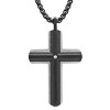 Steeltime 24" black ip stainless steel and stainless steel back cross with simulated diamond - 2 of 4