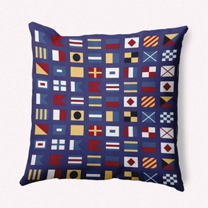 e by design Nautical Flags Decorative Throw Pillow Indigo: Coastal Nantucket Collection, 16x16, Indoor Use, Polyester - 1 of 4
