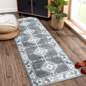 Washable Vintage Rug Non Slip Low Pile Rug Soft Throw Floor Cover Foldable Indoor Carpet for Living Room Bedroom Playroom Nursery - 1 of 4