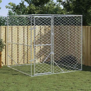 Outdoor Dog Kennel Silver Galvanized steel 6.6 x 6.6 x 8.2 ft vidaXL - 1 of 4