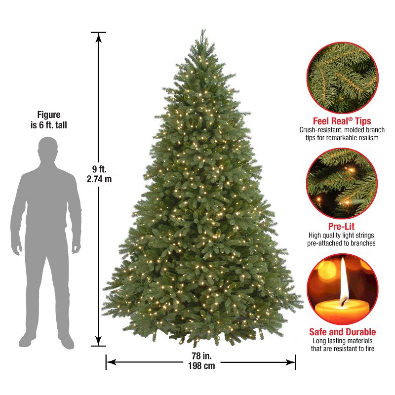 National Tree Company 9 ft. Jersey Fraser Fir Tree with Clear Lights, 6 of 8