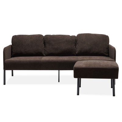 PAGED 3 Seater Sofa Modern Upholstered Sofa Comfy Small Couches with Ottoman for Living Room, Home Office
