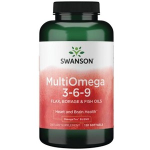 Swanson MultiOmega 3-6-9 - Non-GMO Flax Oil, Borage Oil, and Fish Oil Capsules - Essential Fatty Acids - 1 of 2