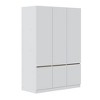 TIRAMISUBEST 6-Door Mobile Wardrobe - Locking Wheels & Adjustable Shelf, White/Brown? - 3 of 4