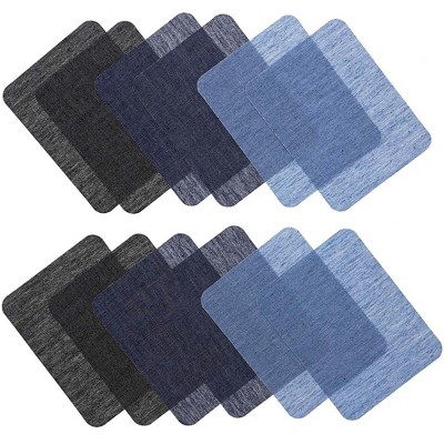 Bright Creations 36-Pack Jean Clothing Repair Iron On Patches, 3 Blue Denim Colors (4.9 x 3.7 in)