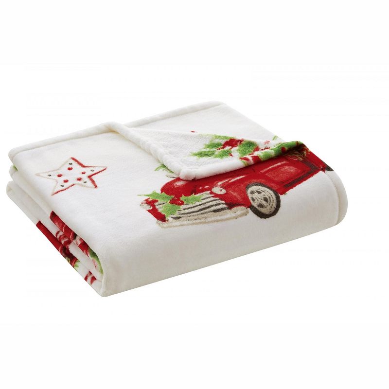 Kate Aurora Holiday Red Pickup Trucks, Candy Canes & Christmas Trees Accent Throw Blanket - 50 in. W x 60 in. L, 2 of 4