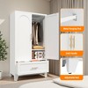 KTMBDW Metal Armoire Wardrobe Closet with Doors and Shelves, 60" Tall Freestanding Wardrobe Cabinet for Hanging Clothes, Large Closet with Hanging Rod - 4 of 4