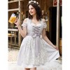 Women's Traditional Dirndl Dress - Lace Overlay, Detachable Sheer Sleeves & Cinched Waist - 3 of 4