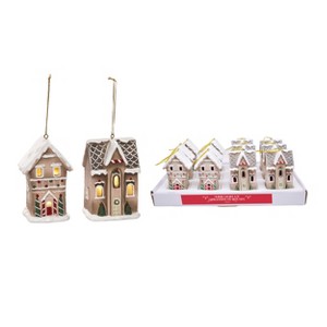 Transpac Mini Resin Light Up Gingerbread House Ornaments Multicolor Battery Operated Indoor Christmas Tree Decorations - 1 of 1