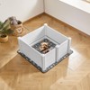 VEVOR Dogs Whelping Box, 38.6 x 38.6 x 18.1 inch, Plastic PVC Puppies Playpen with Height Adjustable Door and Washable Pee Pad, Milk White - 2 of 4